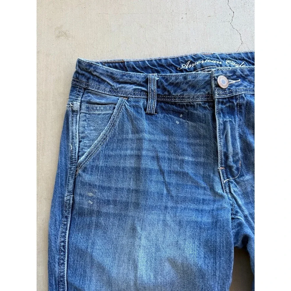 American Eagle Boy Fit Jeans Size 8 Reg Low Rise Bootcut Y2K Style